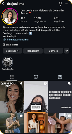 Josi atende domiciliar, divide seu tempo entre atendimentos e maternidade, aplicou meu método de posicionamento e produção de conteúdos estratégicos e já recebeu mensagens dos seguidores dela engajando e elogiando seu novo posicionamento e conteúdos